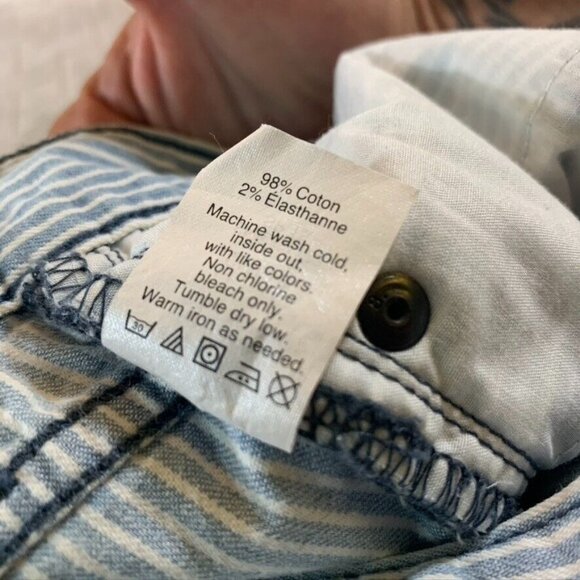 J Crew Womens 30 Jeans Blue White Stripes Skinny Ankle Zip Mid Rise Stretch - Picture 6 of 13